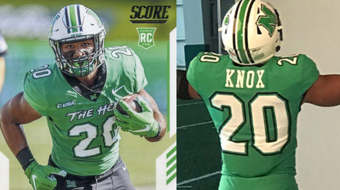 Mens Marshall Thundering Herd #20 Brenden Knox Stitched 2020 Green College Football Game Jersey