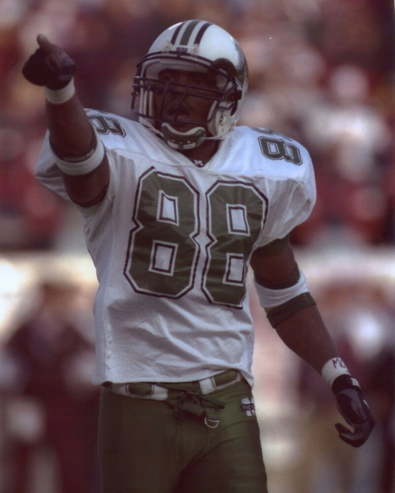 Mens Marshall Thundering Herd #88 Randy Moss White Retro Throwback Football Jersey