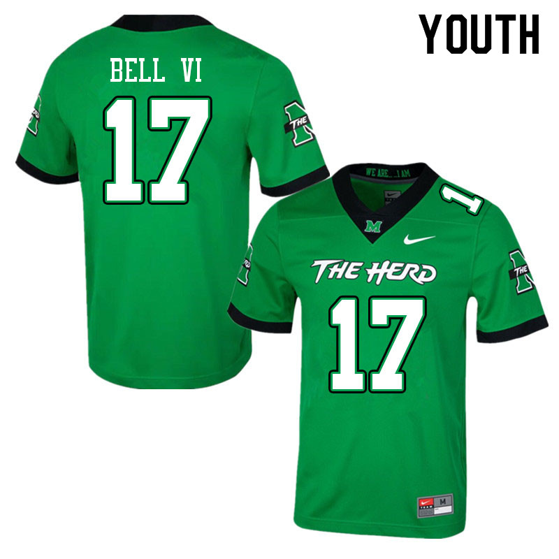Youth Marshall Thundering Herd #17 Charles Bell VI  Stitched 2020 Green College Football Game Jersey