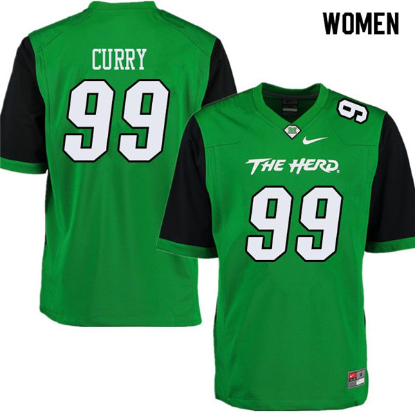 Womens  Marshall Thundering Herd #99 Vinny Curry 2012-19 Green Black Sleeves Nike College Football Game Jersey