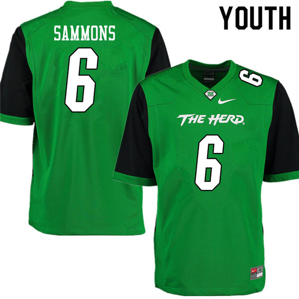 Youth Marshall Thundering Herd #6 Eli Sammons 2012-19 Green Black Sleeves Nike College Football Game Jersey