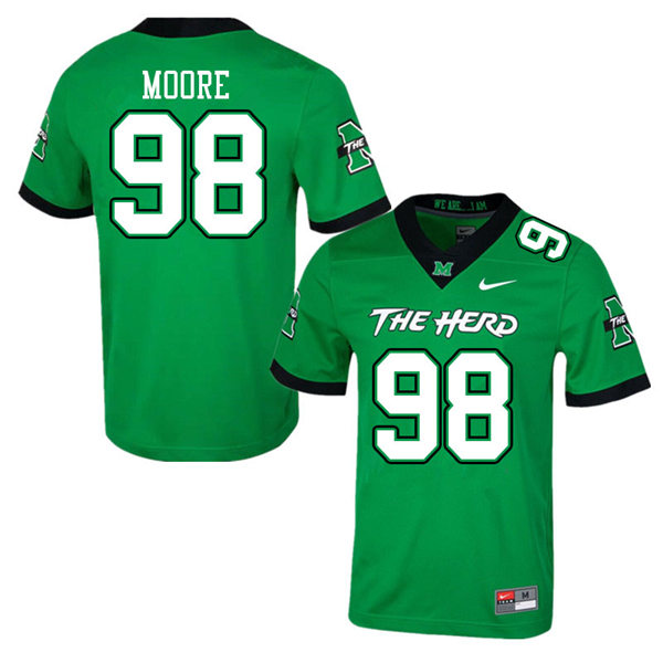 Mens Marshall Thundering Herd #98 Charles Moore Stitched 2020 Green College Football Game Jersey
