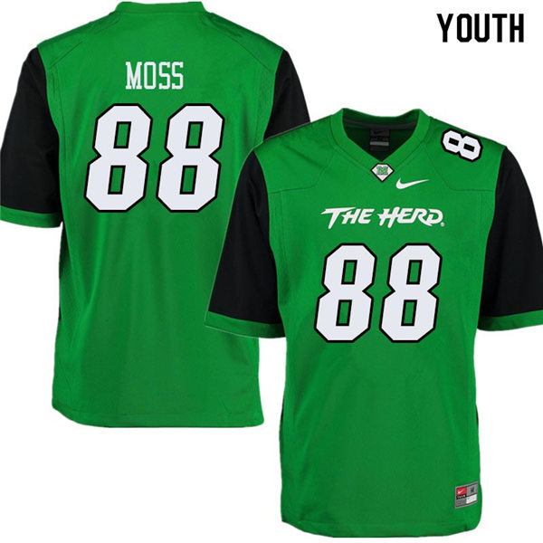 Youth Marshall Thundering Herd #88 Randy Moss 2012-19 Green Black Sleeves Nike College Football Game Jersey