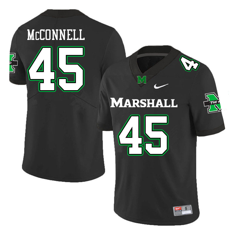 Mens Marshall Thundering Herd#45 John McConnell Stitched 2020 Black Nike College Football Game Jersey