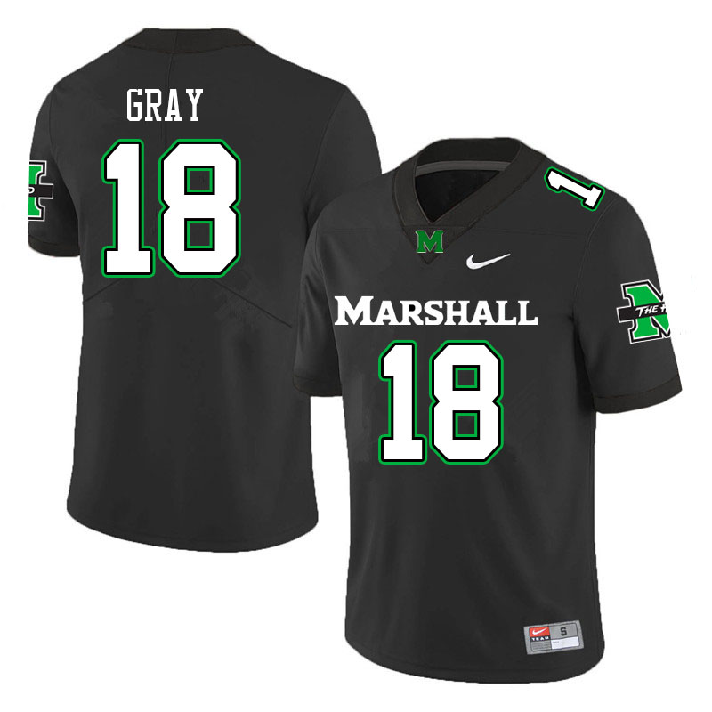 Mens Marshall Thundering Herd #18 Charlie Gray Stitched 2020 Black Nike College Football Game Jersey