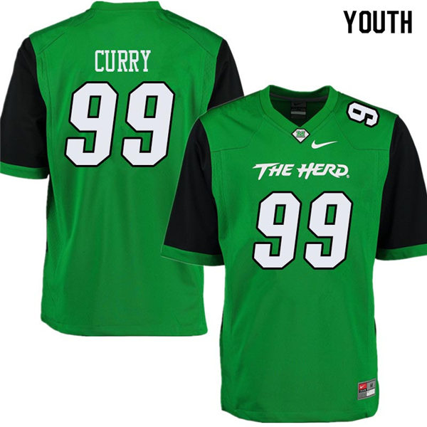 Youth Marshall Thundering Herd #99 Vinny Curry 2012-19 Green Black Sleeves Nike College Football Game Jersey