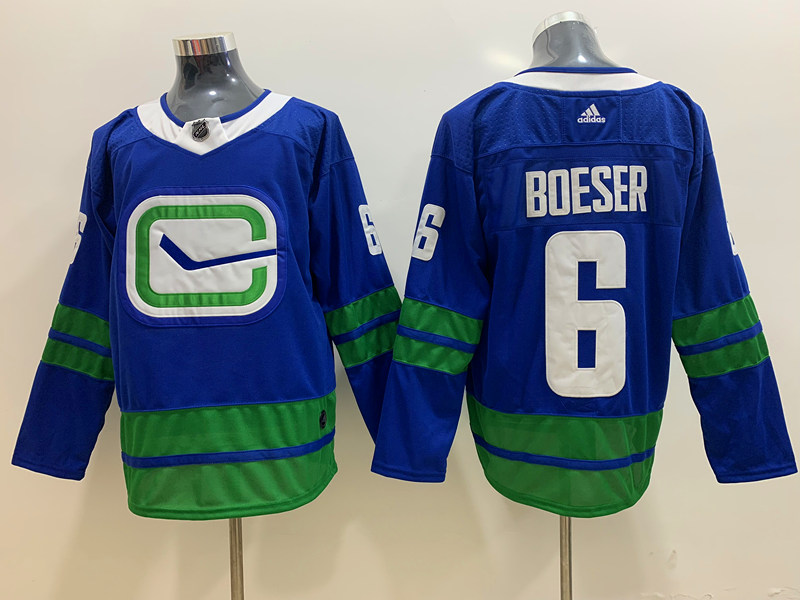 Womens Vancouver Canucks #6 Brock Boeser adidas Alternate Blue Third Player Jersey