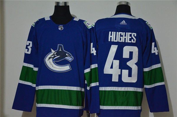 Womens Vancouver Canucks #43 Quinn Hughes adidas Home Blue Player Jersey