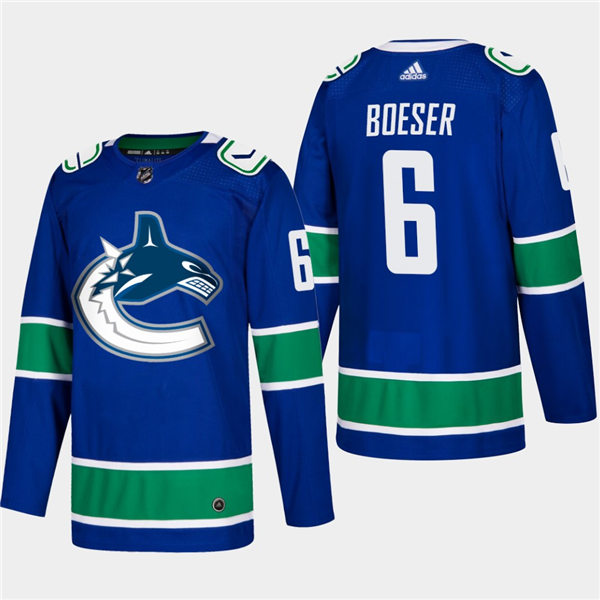 Womens Vancouver Canucks #6 Brock Boeser adidas Home Blue Player Jersey