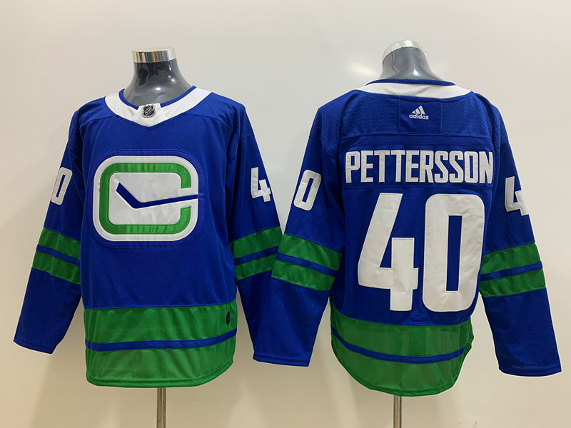 Womens Vancouver Canucks #40 Elias Pettersson adidas Alternate Blue Third Player Jersey