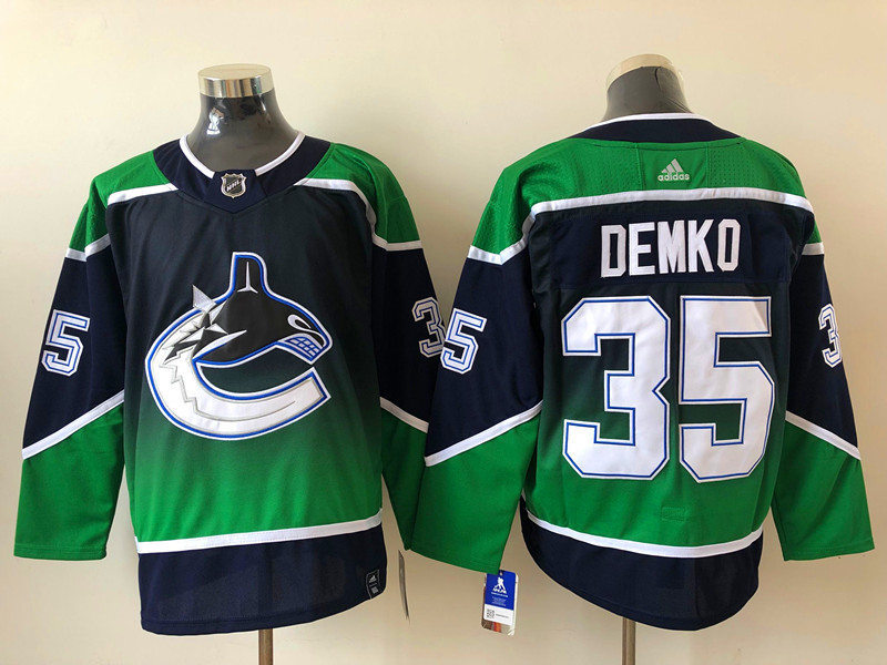 Womens Vancouver Canucks #35 Thatcher Demko adidas Blue 2021 Reverse Retro Jersey