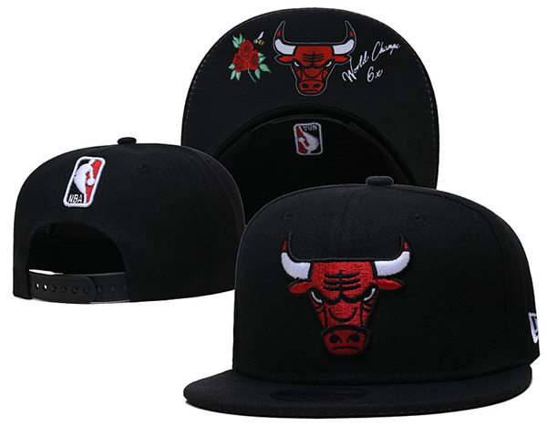 NBA Chicago Bulls  6X World Champions Black Embroidered Snapback Adjustable Hat 