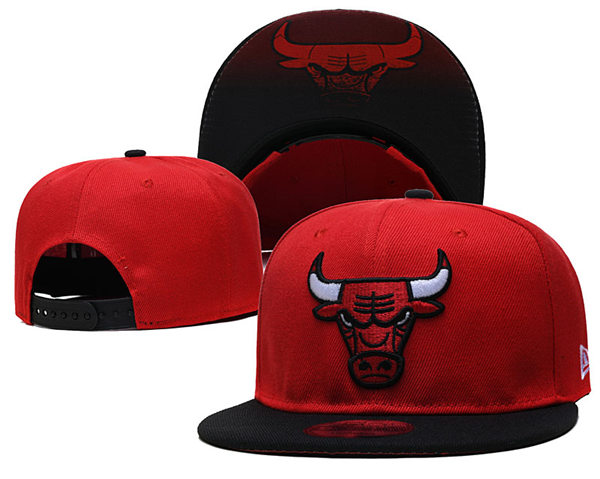 NBA Chicago Bulls Red Black Embroidered Snapback Hat 