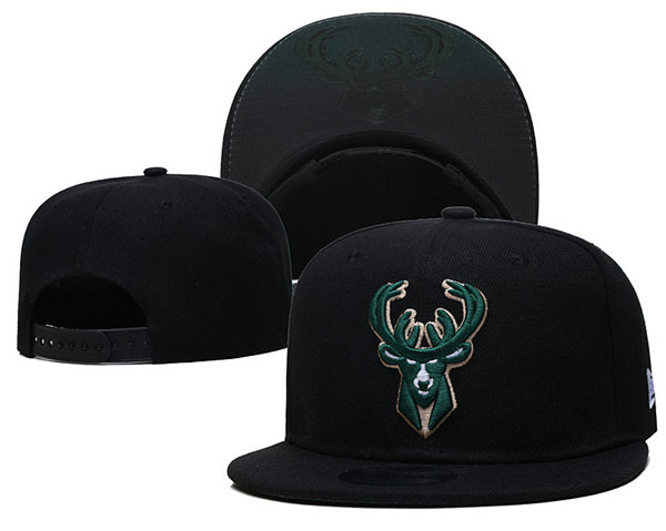 NBA Milwaukee Bucks Black  Embroidered Snapback Cap