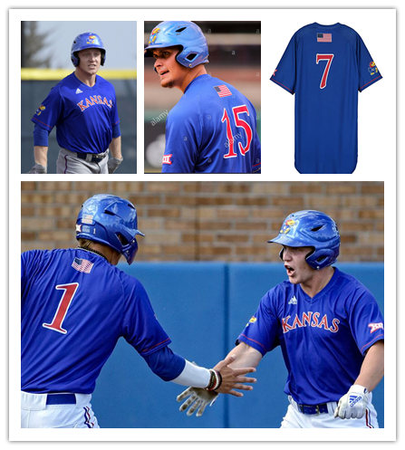 Men's Kansas Jayhawks Custom adidas Blue Pullover College Baseball Jersey