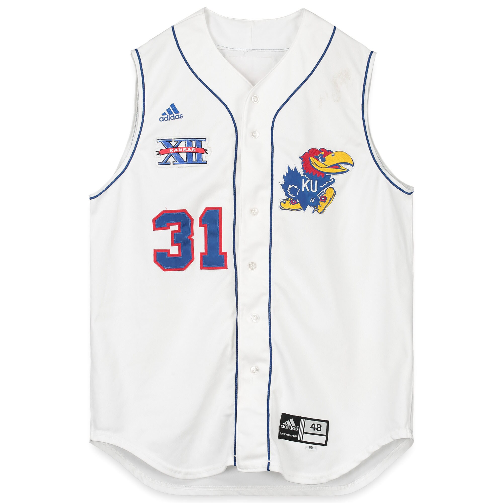 Men's Kansas Jayhawks Custom adidas Cream Vest College Baseball Jersey