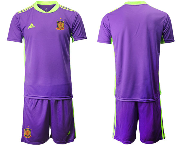 Mens Spain National Team Blank Purple goalkeeper Soccer Jersey Suit