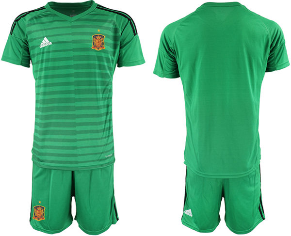 Mens Spain National Team Blank army green Pinstripe goalkeeper Soccer Jersey Suit 