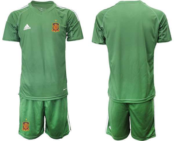 Mens Spain National Team Blank army green goalkeeper Soccer Jersey Suit