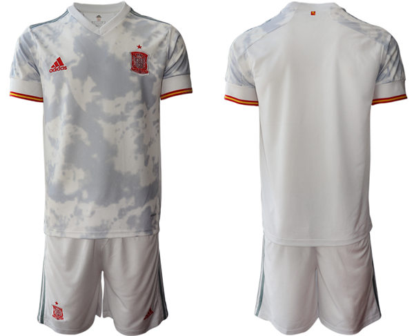 Mens Spain National Team Blank 2021 Away White Soccer Jersey Kit 
