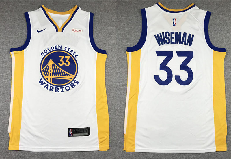 Mens Golden State Warriors #33 James Wiseman Nike White Association Edition Swingman Jersey 