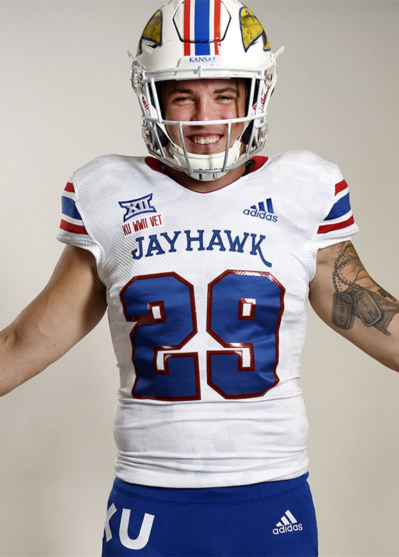 Men's Kansas Jayhawks #29 Ben Miles Adidas White alternate World War II honor College Football Jersey