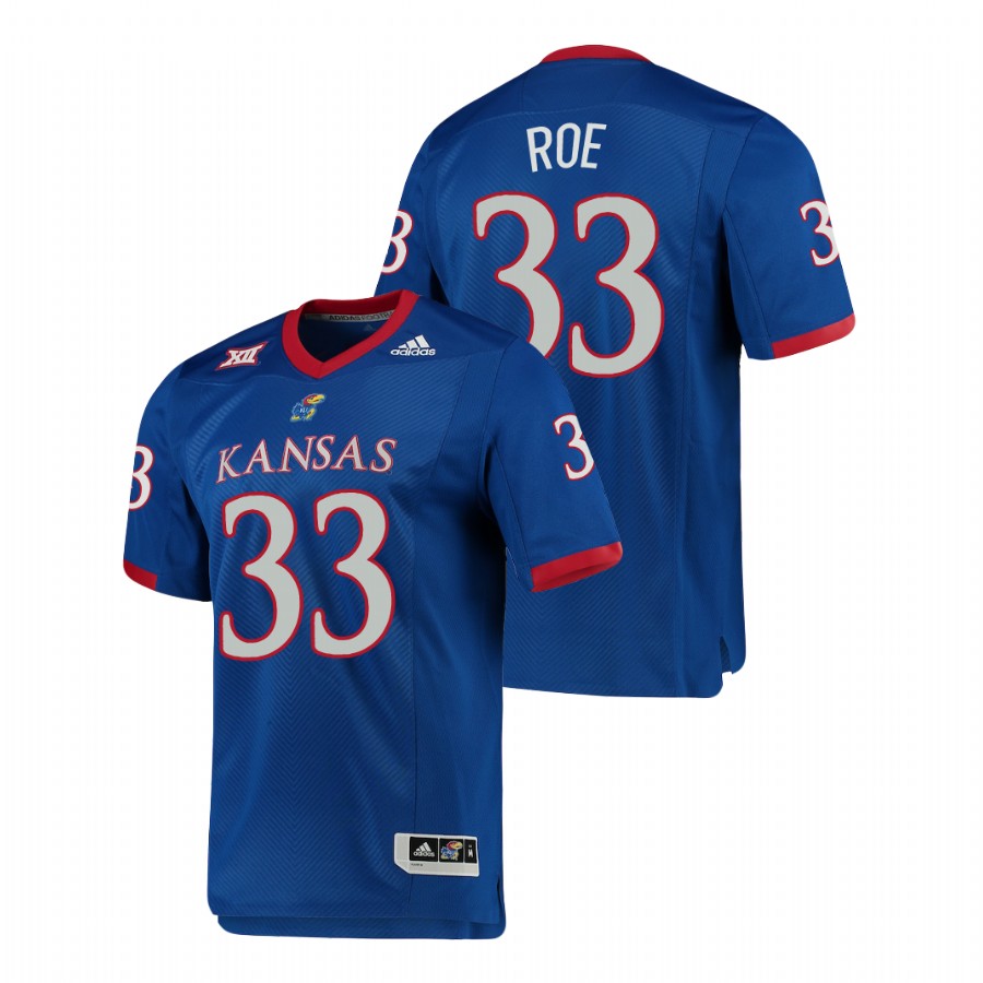 Men's Kansas Jayhawks #33 Spencer Roe Royal Premier Football Jersey