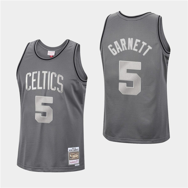 Men's Boston Celtics #5 Kevin Garnett Charcoal Mitchell & Ness Hardwood Classics Metal Works Jersey