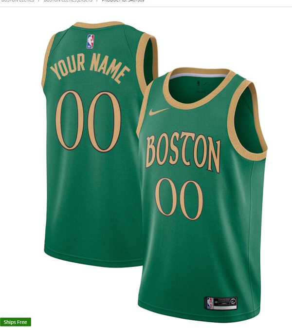 Mens Boston Celtics Custom Nike White 2019-20 City Edition Jersey