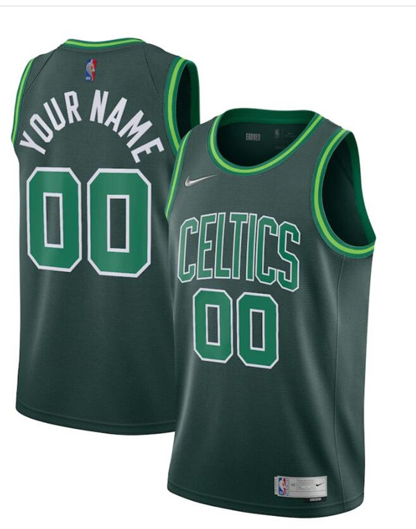 Mens Boston Celtics Custom Nike Green 2021 Earned Edition Swingman Jersey