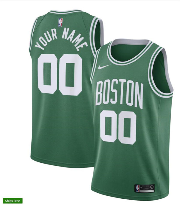 Mens Boston Celtics Custom Kelly Green Nike Icon Edition Jersey