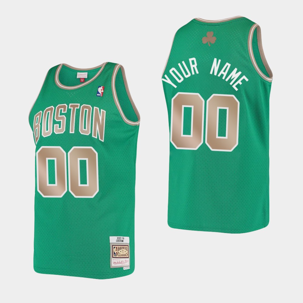 Men's Boston Celtics Custom Kelly Green Mitchell & Nes Hardwood Classics Jersey