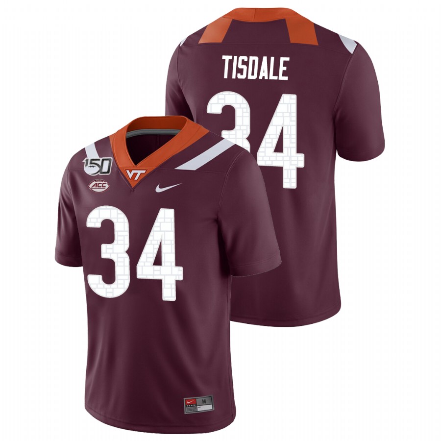 Men's Virginia Tech Hokies #34 Alan Tisdale Nike Maroon College Game Football Jersey