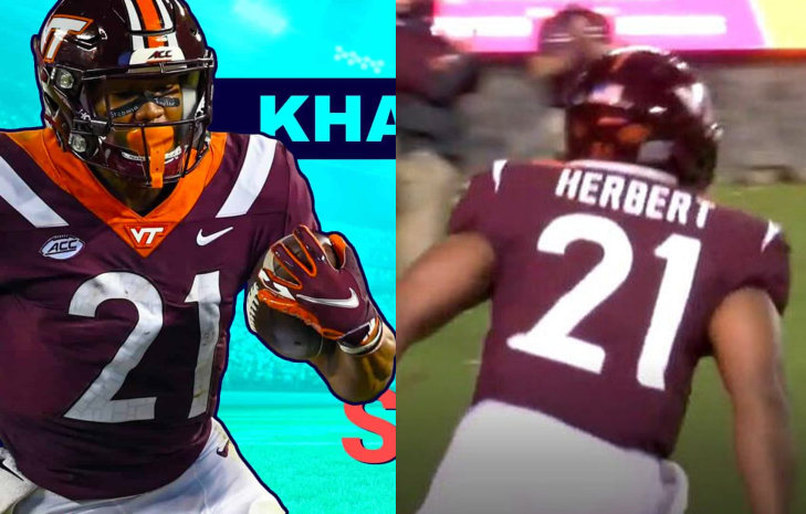 Men'sVirginia Tech Hokies #21 Khalil Herbert Nike Maroon College Game Football Jersey