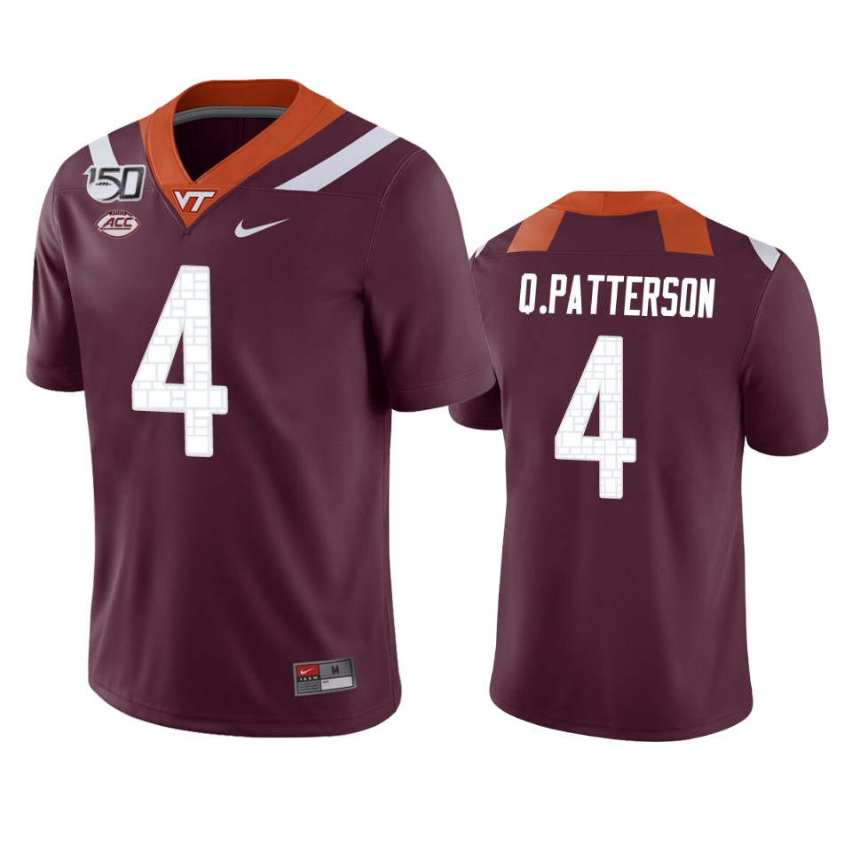 Men'sVirginia Tech Hokies #4 Quincy Patterson II  Nike Maroon College Game Football Jersey