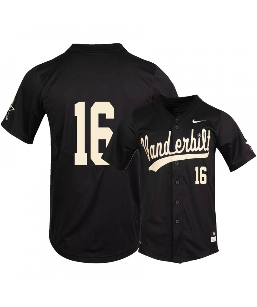 Men's Vanderbilt Commodores #16 Austin Martin Nike Black College Game Baseball Jersey