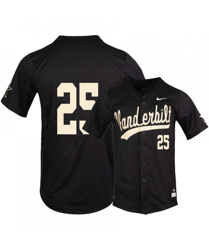 Men's Vanderbilt Commodores #25 Parker Noland Nike Black College Game Baseball Jersey