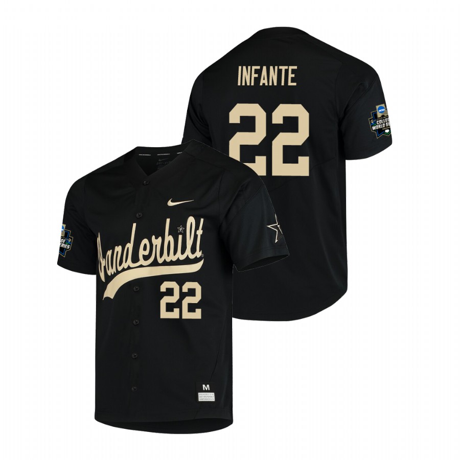 Men's Vanderbilt Commodores #22 Julian Infante Nike Black Gold College Baseball Jersey