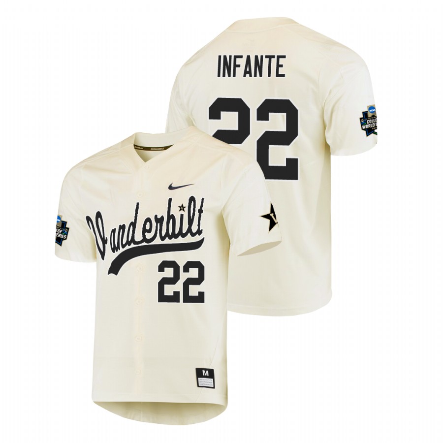 Men's Vanderbilt Commodores #22 Julian Infante Nike Cream College Baseball Jersey