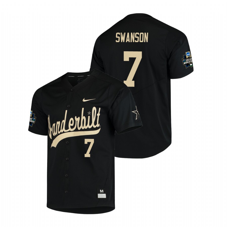 Men's Vanderbilt Commodores #7 Dansby Swanson Nike Black Gold College Baseball Jersey