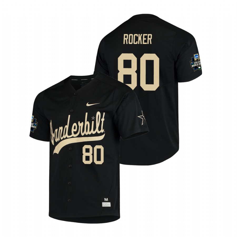 Men's Vanderbilt Commodores #80 Kumar Rocker Nike Black Gold College Baseball Jersey