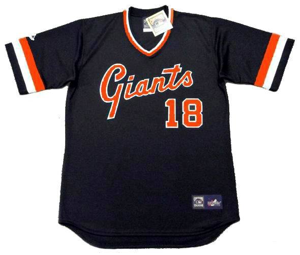 Mens San Francisco Giants #18 DUANE KUIPER 1982 Black Pullover Mitchell & Ness Cooperstown Throwback Jersey