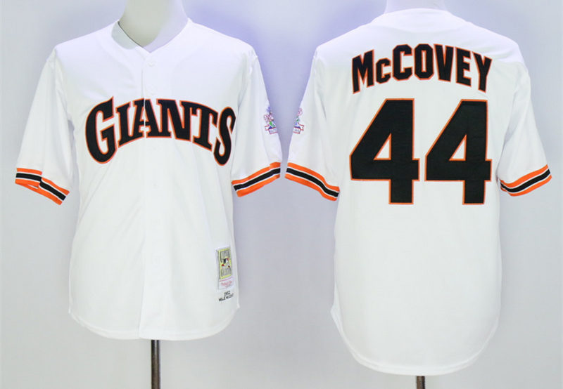 Men's San Francisco Giants Retired Player #44 Willie McCovey 1989 White Mitchell & Ness Throwback Jersey