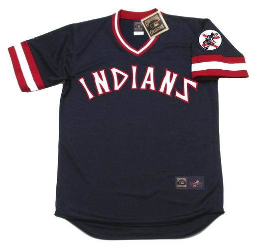 Mens Cleveland Indians #18 DUANE KUIPER Navy Pullover 1977 Majestic Cooperstown Throwback Away Jersey