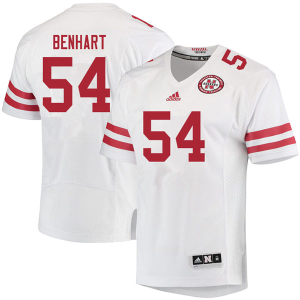 Mens Nebraska Cornhuskers #54 Bryce Benhart adidas Awasy White College Football Game Jersey