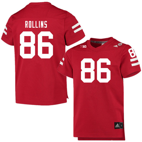 Mens Nebraska Cornhuskers #86 AJ Rollins adidas Home Scarlet College Football Game Jersey