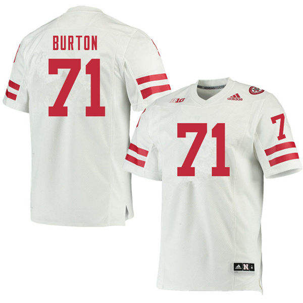 Mens Nebraska Huskers #71 Maddox Burto adidas Awasy White College Football Game Jersey