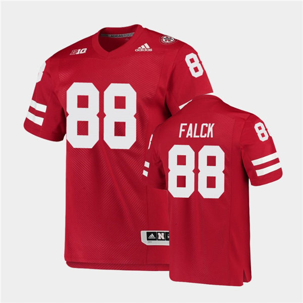 Mens Nebraska Huskers #88 Levi Falck adidas Home Scarlet College Football Game Jersey