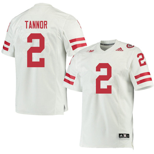 Mens Nebraska Cornhuskers #2 Caleb Tannor adidas Awasy White College Football Game Jersey