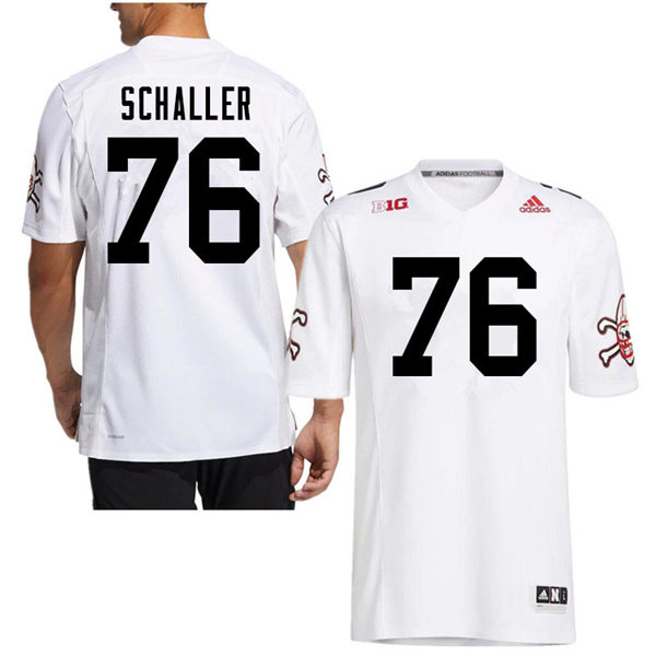 Mens Nebraska Cornhuskers #76 Beau Schaller adidas White Strategy Blackshirts Football Jersey